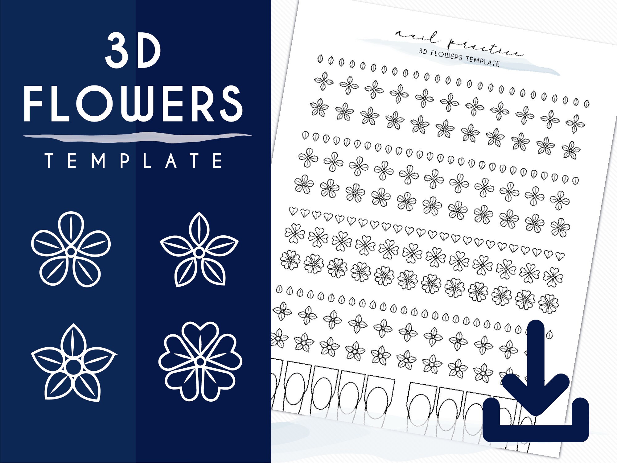 Practice Acrylic Flowers 3D Nail Art Template Flowers | Etsy