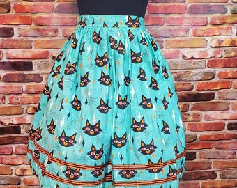 Meow-Tastic Retro Katz  Handmade Skirt - Purr-fect for Your Retro Wardrobe