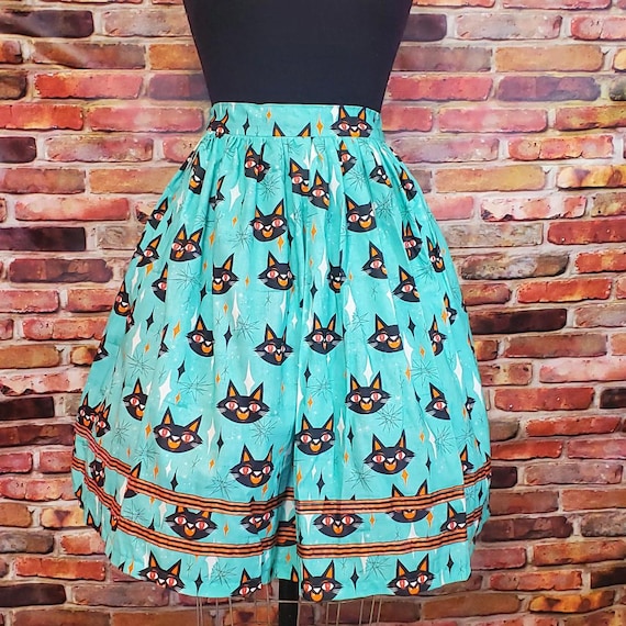 Meow-Tastic Retro Katz  Handmade Skirt - Purr-fect for Your Retro Wardrobe
