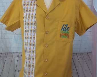 Beer-Themed Handmade Panel Shirt - Looks as good as a cold brew tastes