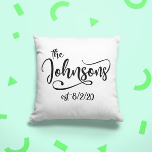Custom Family Name Throw Pillow Case, Personalized Wedding Gift, Gift for couple, Housewarming gift