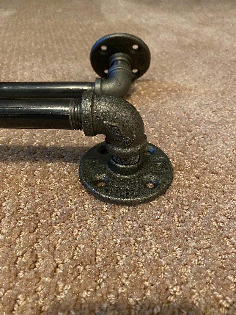 Black Iron Towel Rods, Bathroom Towel Hanger, Industrial Towel Rod, Set