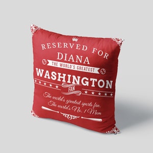 Washington Baseball Fan, Custom Throw Pillow Case, Perfect Mom or Dad Gifts, Family Gift, Sports Art Decorative, Personalized Baseball