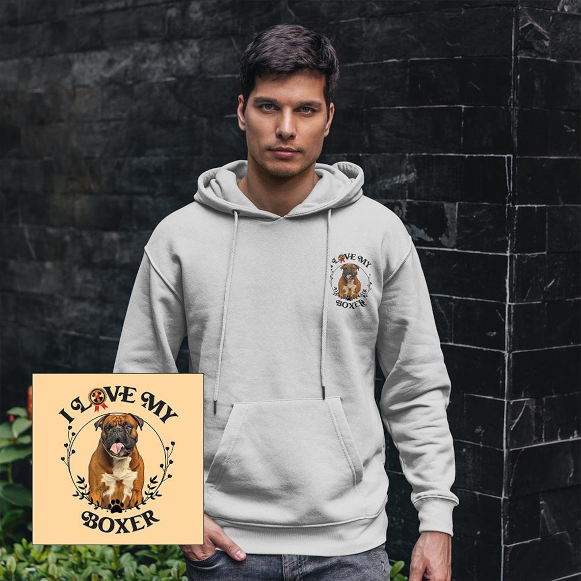 I Love My Boxer Hoodie Etsy