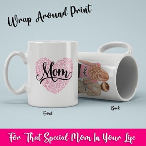 Mama Blumenherz 1 weiße Kaffeetasse, individuelles Geschenk für Mama von Tochter, Muttertag Geburtstagsgeschenke
