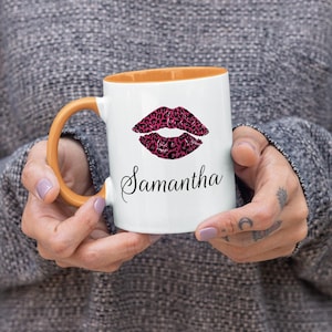 Lips  Coffee Mug, White with Colored Inside and Handle