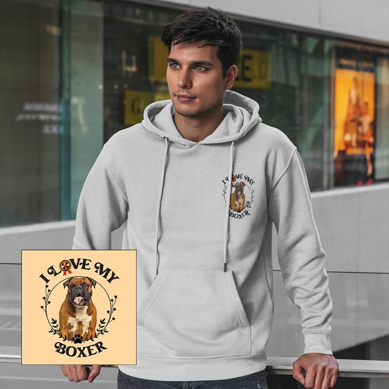 I Love My Boxer Hoodie Etsy