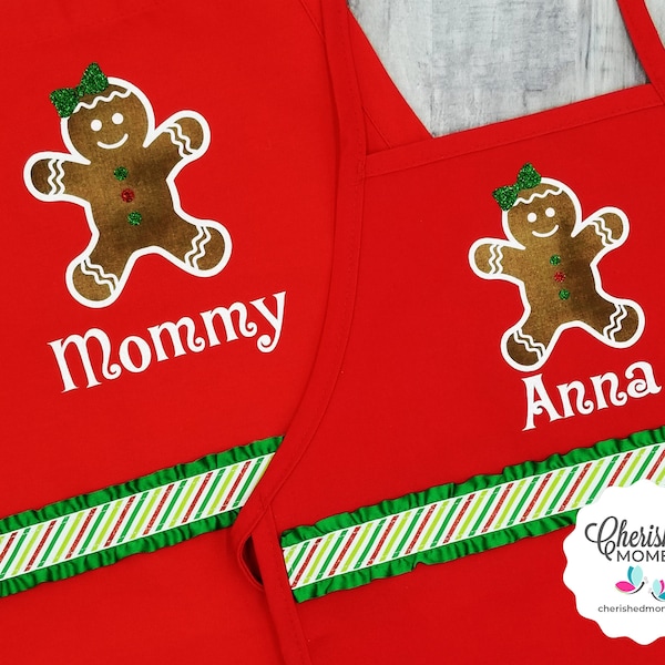 Personalized Mommy and Me Apron, Baking Crew Apron, Kids Christmas Apron, Mother Daughter Apron