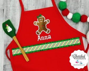 Kids Christmas Apron, Personalized Mommy and Me Apron, Baking Crew Apron