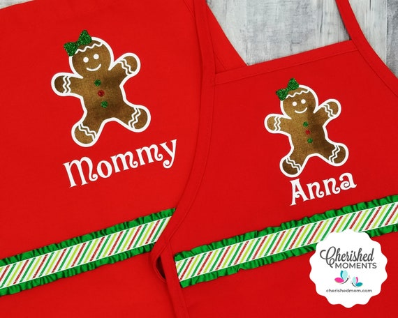 Personalized Mommy and Me Apron, Baking Crew Apron, Kids Christmas Apron, Mother Daughter Apron