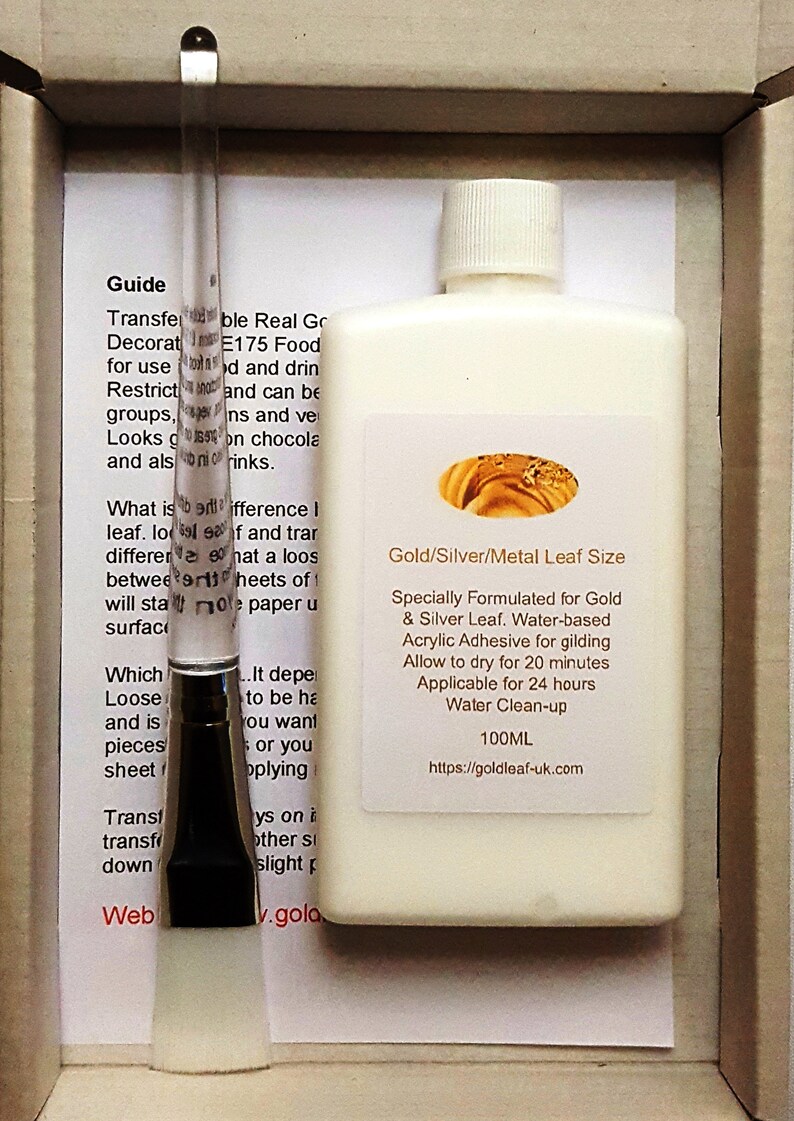 Gold Silver Leaf Size Adhesive 100ML. Water based Acrylic Glue Etsy