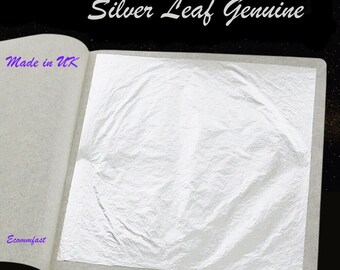 Silver Leaf Genuine. UK Supplier. 25 Large Sheets Size 95MM x 95MM  Made & Shipped From UK Professional Quality Silver Leaf