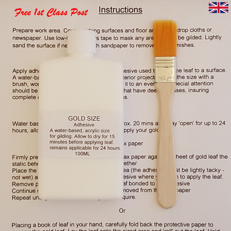 Gold Silver Leaf Size Adhesive 100ML. Waterbased Acrylic Glue Etsy