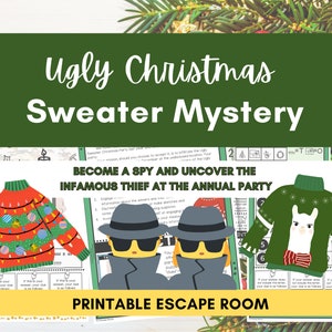 Ugly Christmas Sweater Mystery.  Christmas Escape Room Game.