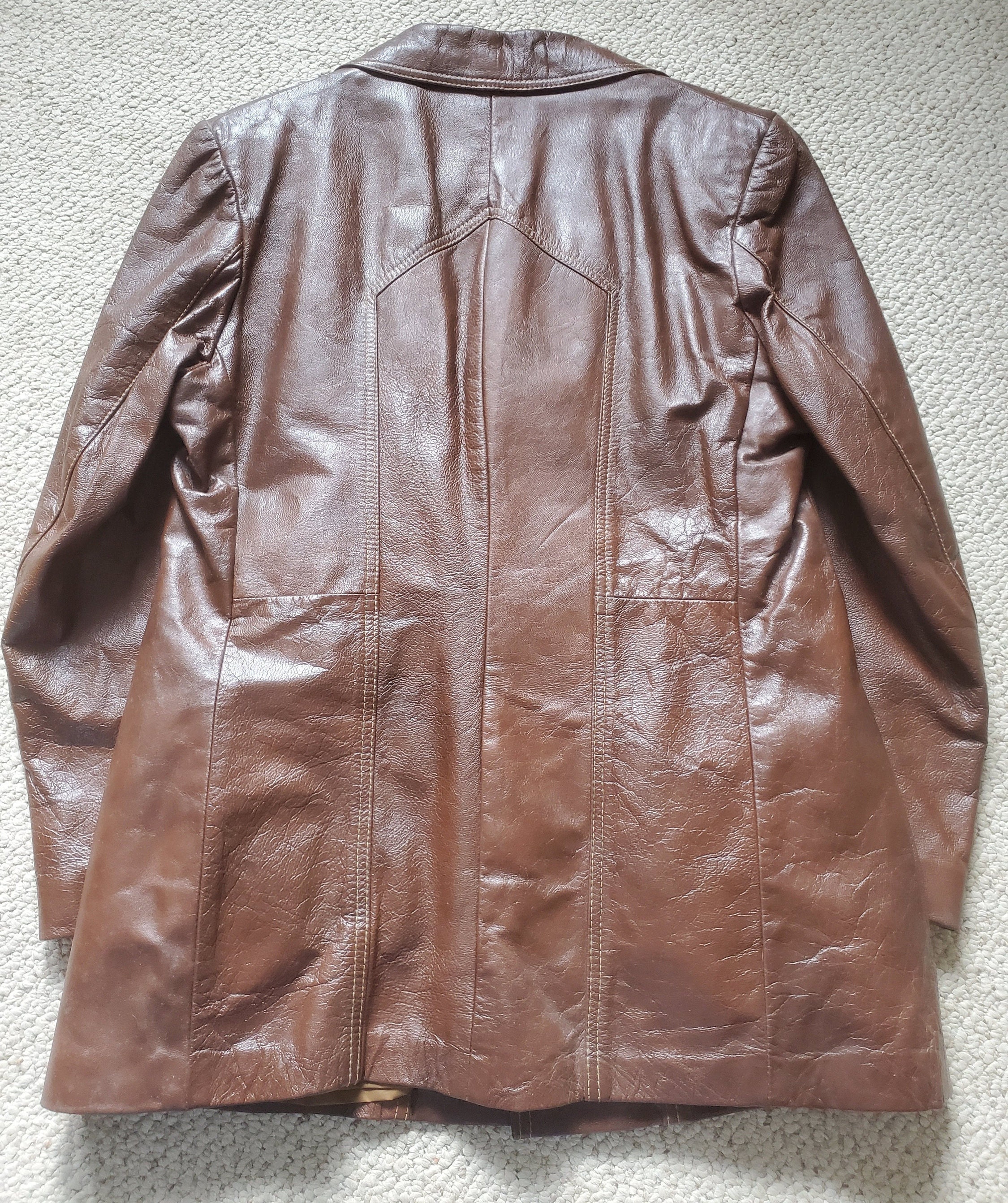 Men's Cabretta Leather Coat Jacket Medium 40 brown Glazed | Etsy