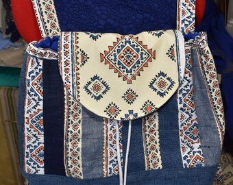 Rucksack, Büchertasche aus Canvas im Vintage-Look