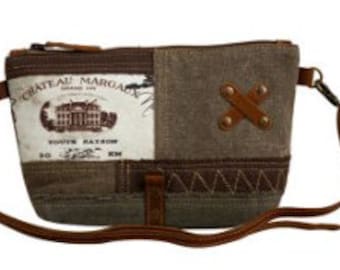 Bo Ho Purse, Upcycled denim jean, canvas purse