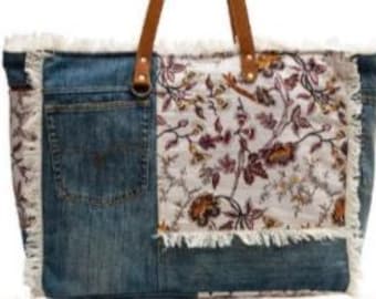 Handbag,  Myra Denim /canvas/fur