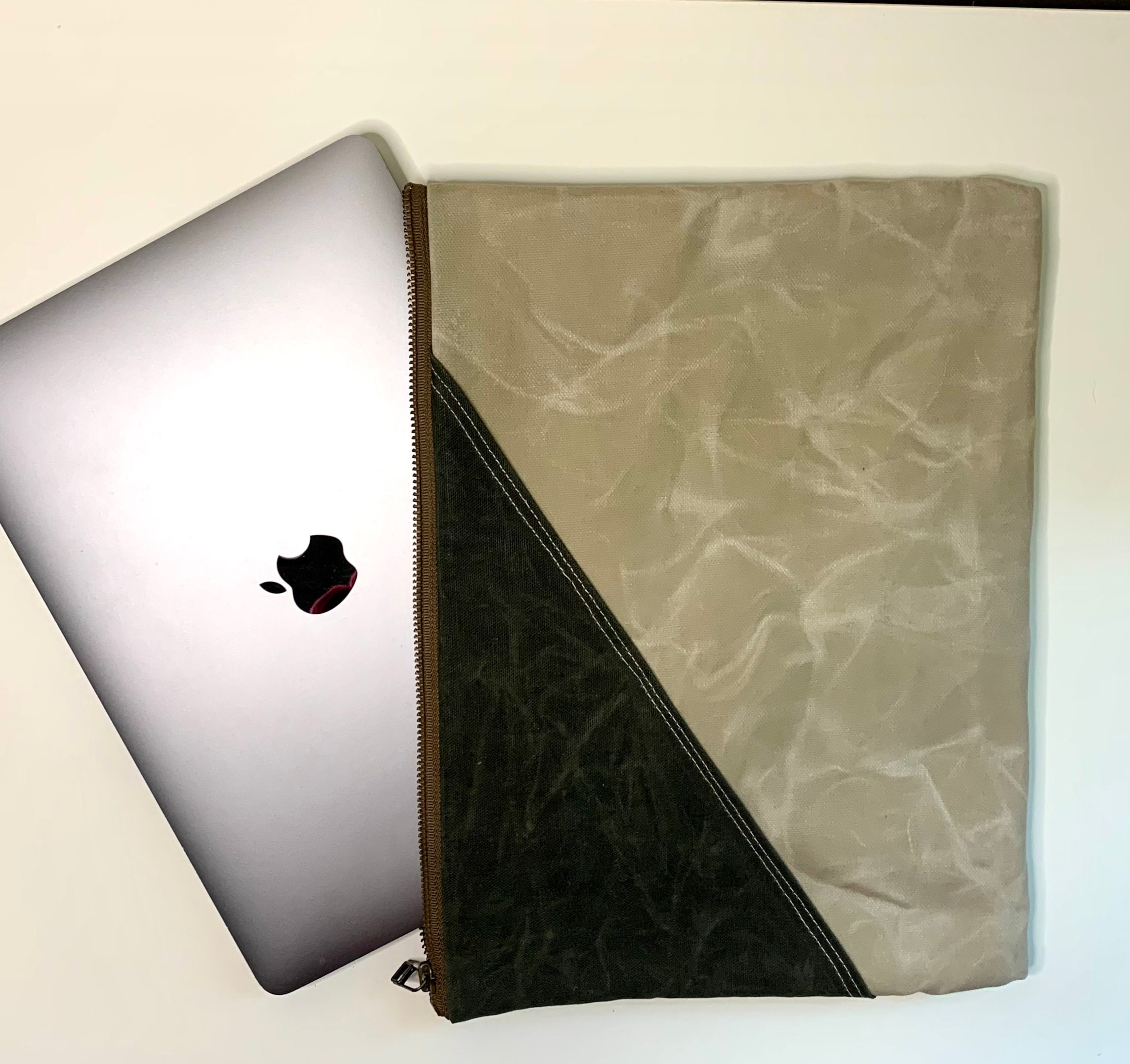 Waxed Canvas Padded Laptop Sleeve, Zippered Laptop Case, Computer Case