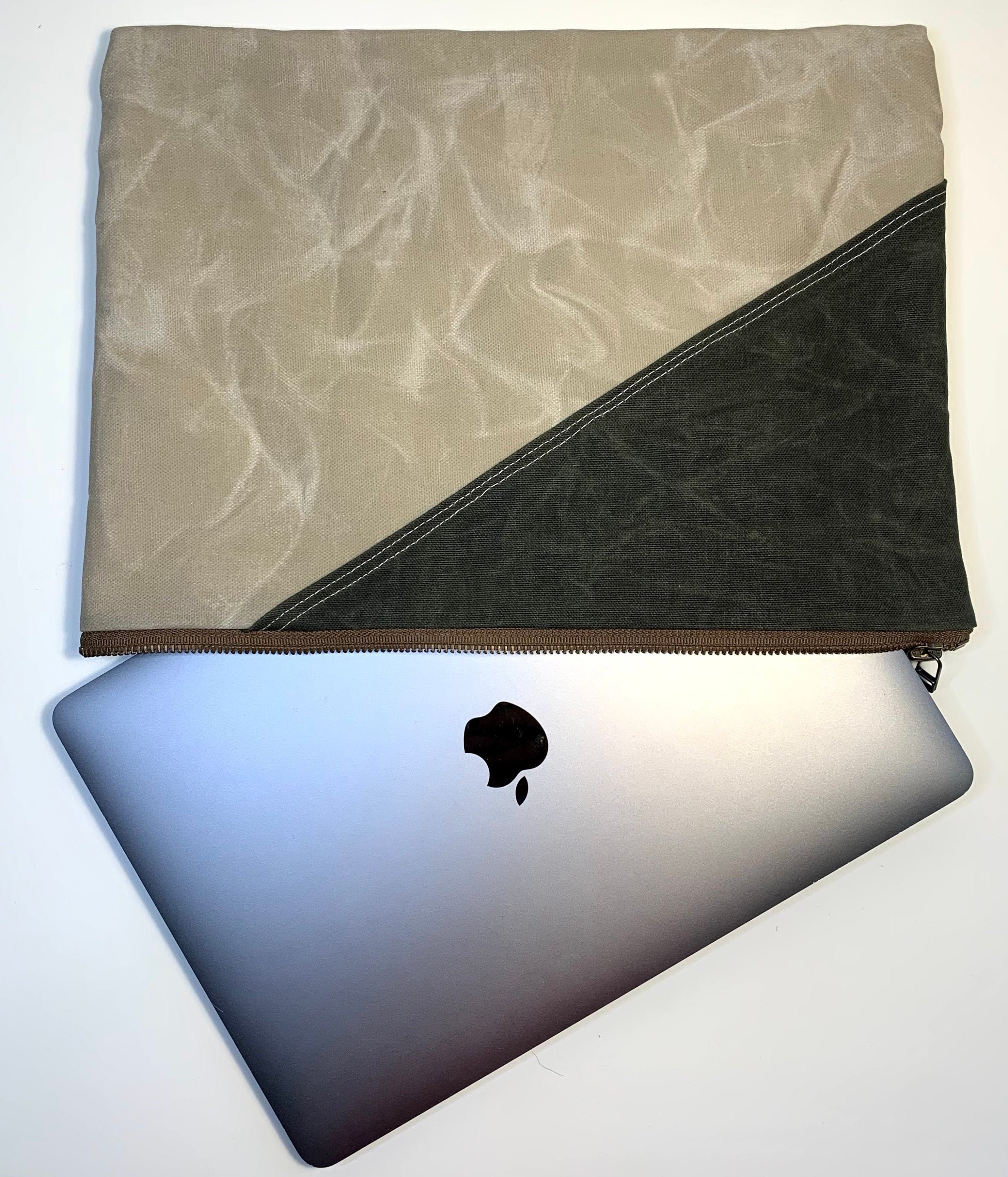Waxed Canvas Padded Laptop Sleeve Zippered Laptop Case Etsy
