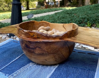 Spalted Maple Wood Bowl with Wings, Decorative Centerpiece