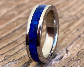 Bague Lapis Lazuli et Titane - Fait main - Personnalisable