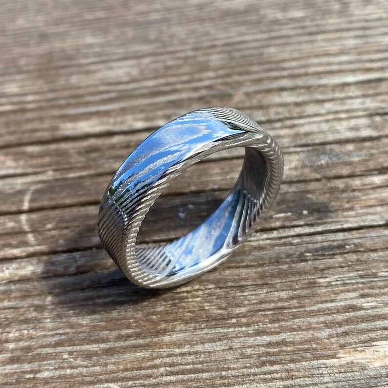Damascus Steel Ring - Handmade Ring - Stainless Steel Damascus Ring - Twisted Damascus Steel Ring - Customizable Ring image 18