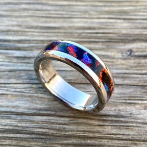 Black Tourmaline and Opal Ring - Handmade - Crimson Opal, Lavender Opal - Customizable Ring