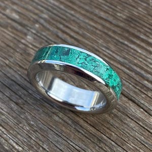 Malachite and Stainless Steel Ring - Handmade