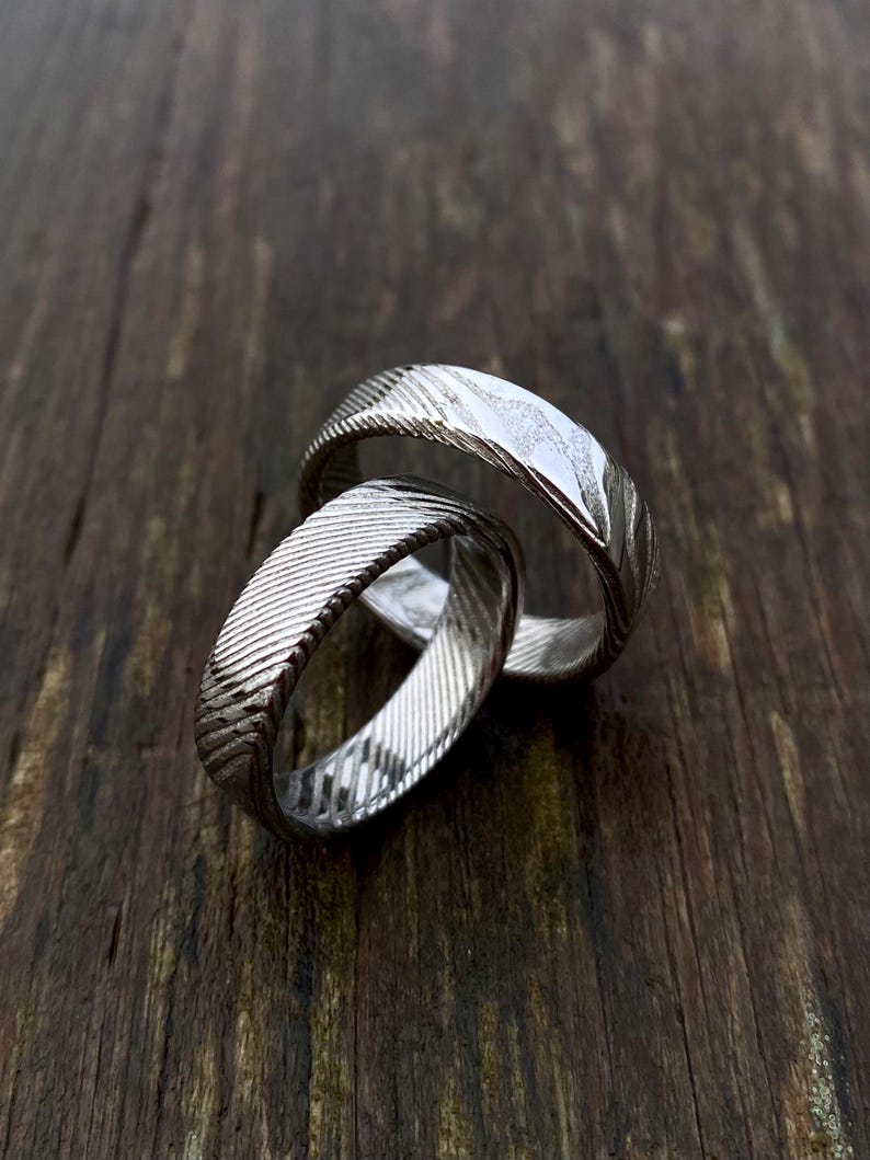 Damascus Steel Ring - Handmade Ring - Stainless Steel Damascus Ring - Twisted Damascus Steel Ring - Customizable Ring image 2