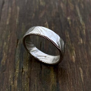 Damascus Steel Ring - Handmade Ring - Stainless Steel Damascus Ring - Twisted Damascus Steel Ring - Customizable Ring image 1
