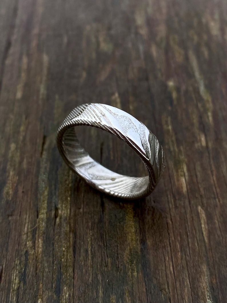 Damascus Steel Ring - Handmade Ring - Stainless Steel Damascus Ring - Twisted Damascus Steel Ring - Customizable Ring image 1