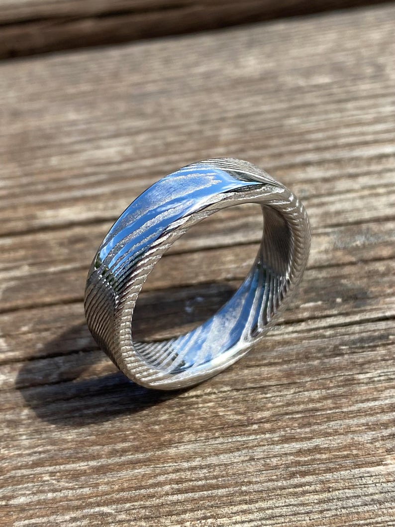 Damascus Steel Ring - Handmade Ring - Stainless Steel Damascus Ring - Twisted Damascus Steel Ring - Customizable Ring image 7