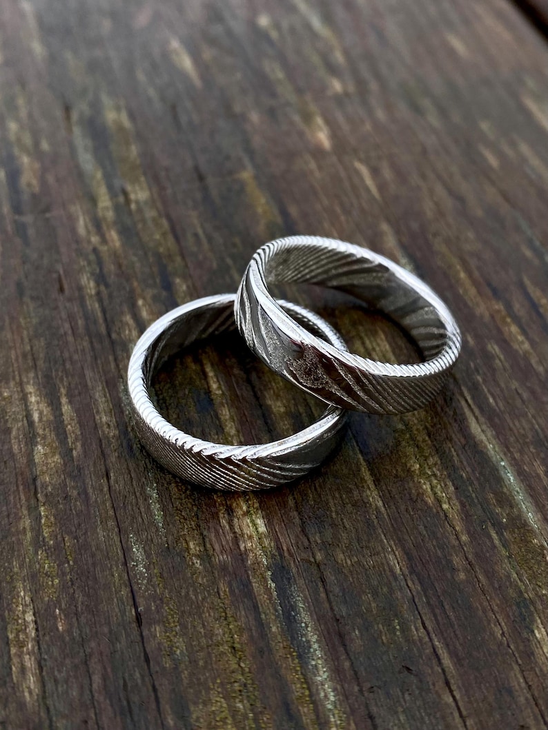 Damascus Steel Ring - Handmade Ring - Stainless Steel Damascus Ring - Twisted Damascus Steel Ring - Customizable Ring image 4