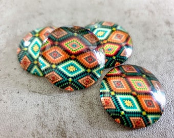 4 kaboszony z geometrycznym motywem ozdobnym 25mm