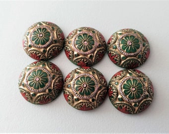 6 cabochons in vintage stijl