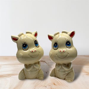 Cute 1970s Vintage Ceramic Cow Salt and Pepper Shakers - Made in Japan