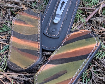Handgefertigt Camo Leder Taschenmesser Clip Slip - USA Made