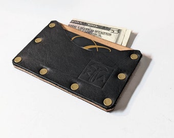 Black leather card wallet