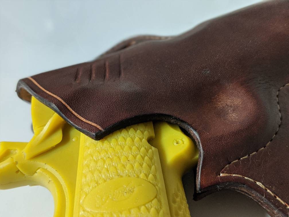 1911 holster, leather pancake style waxed tan finish custom request