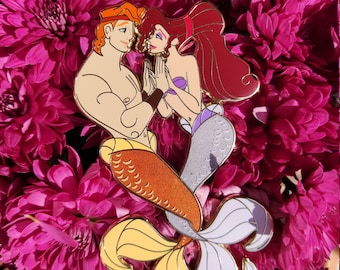 Hercules and Megara mermaid enamel fantasy pin