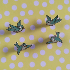 Green and orange bird mini board filler enamel fantasy collar pin set