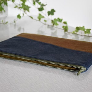 custodia per laptop da 13 pollici in tela cerata organica, custodia per computer minimalista fatta a mano