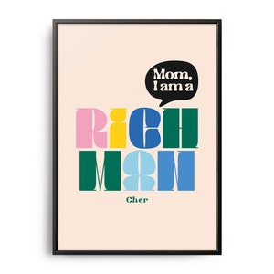 Retro &quot;Mom, I Am a Rich Man Poster, Retro Print, Inspirational Self Care List, Positive Affirmation, Self Love Poster, Feminism Wall Art