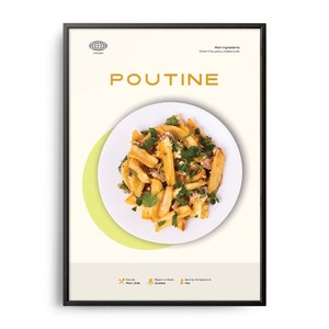 Poutine Poster, Midcentury Poutine Print, Food Wall Art, Food Recipe Wall Decor, Canadian Food, Retro Food Poster, Modern Kitchen Print