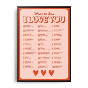 Retro Ways to Say I Love You Poster, Retro Print, Inspirational Saying, Positive Affirmations, Self Care, Typography Art, Love Yourself Art