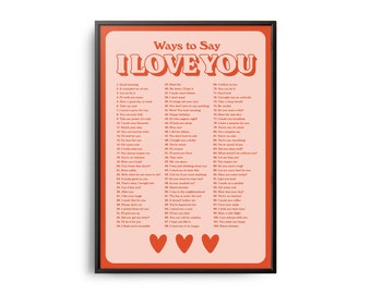 Retro Ways to Say I Love You Poster, Retro Print, Inspirational Saying, Positive Affirmations, Self Care, Typography Art, Love Yourself Art