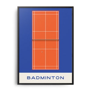 Midcentury Badminton Print, Midcentury Sport Print, Badminton Wall Art, Modern Art, Retro Badminton Poster, Flat Color Badminton, Badminton