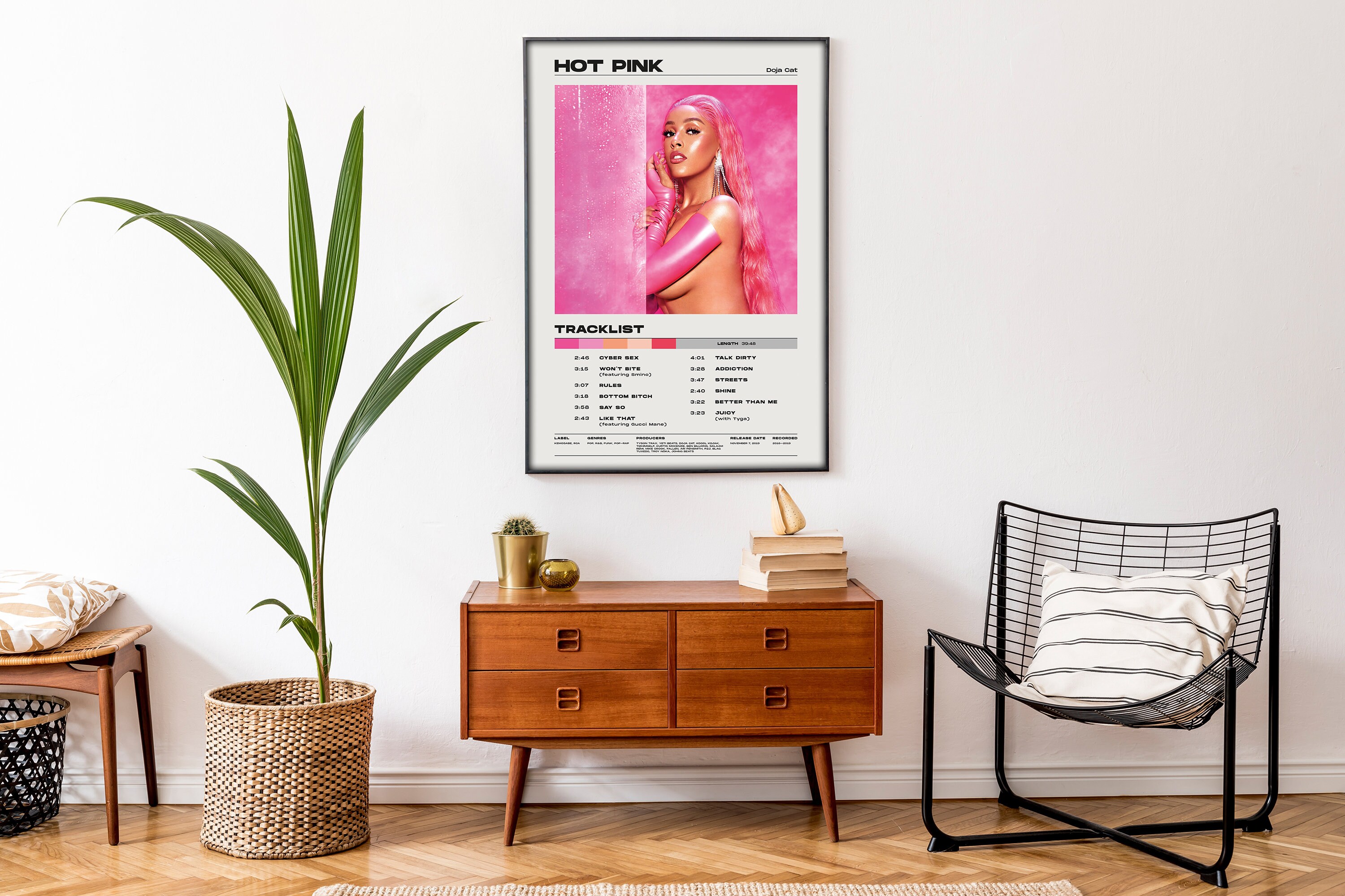 Hot Pink Album Poster Minimal Music Album Print Retro ...
