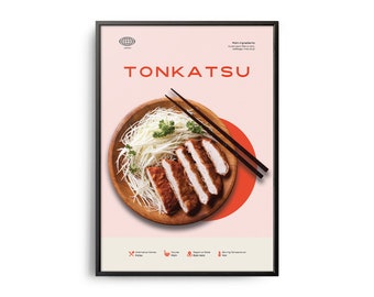 Mid-Century Modern Tonkatsu Poster, Food Wall Art